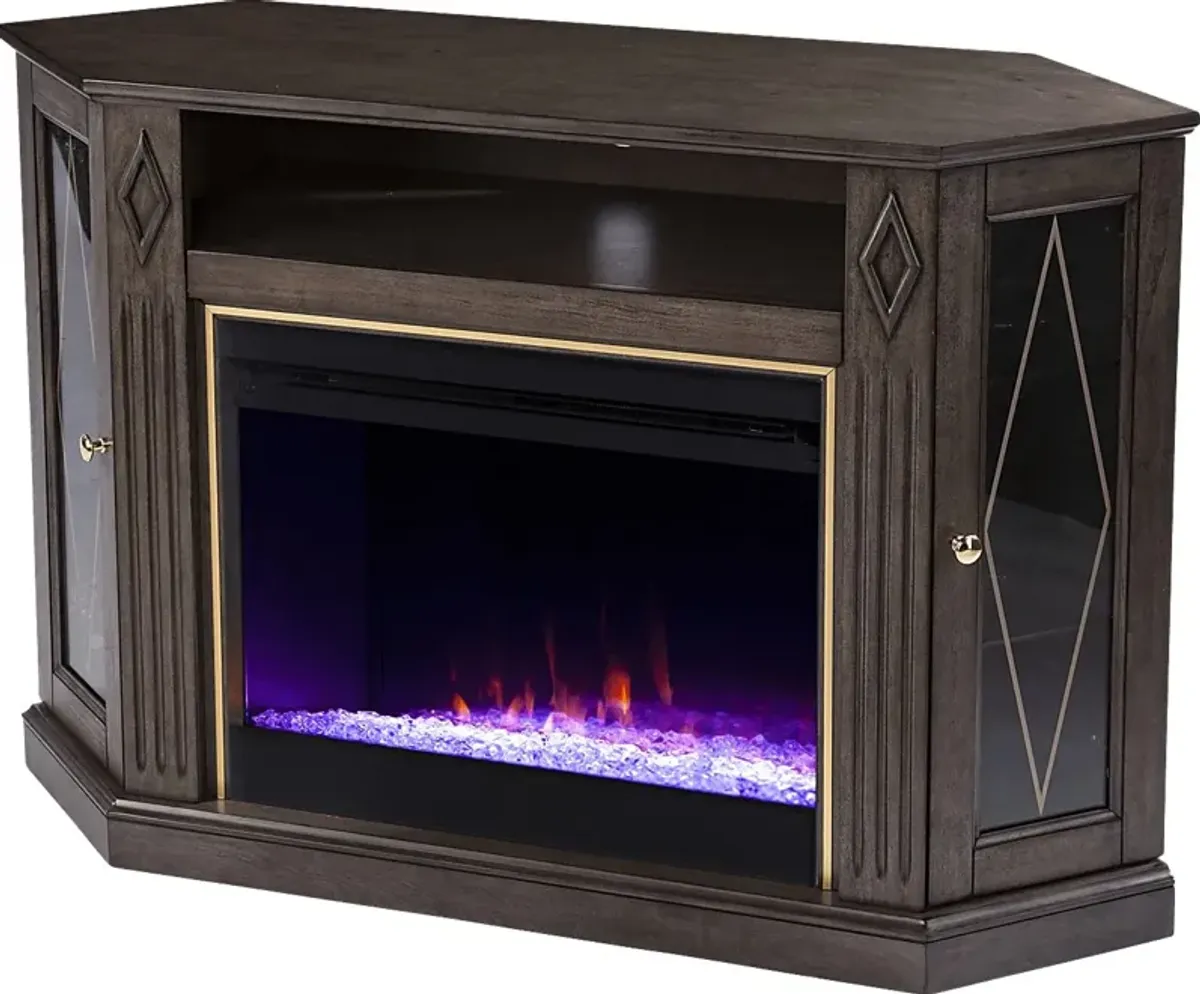 Brockdell I Brown 47 in. Console, With Color Changing Electric Fireplace