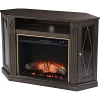Brockdell IV Brown 47 in. Console, With Touch Panel Electric Log Fireplace