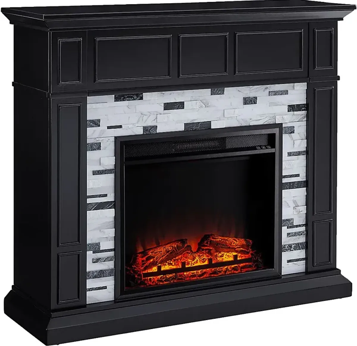 Doliver V Black 46 in. Console with Electric Fireplace