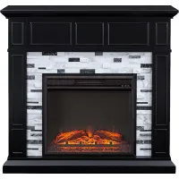 Doliver V Black 46 in. Console with Electric Fireplace