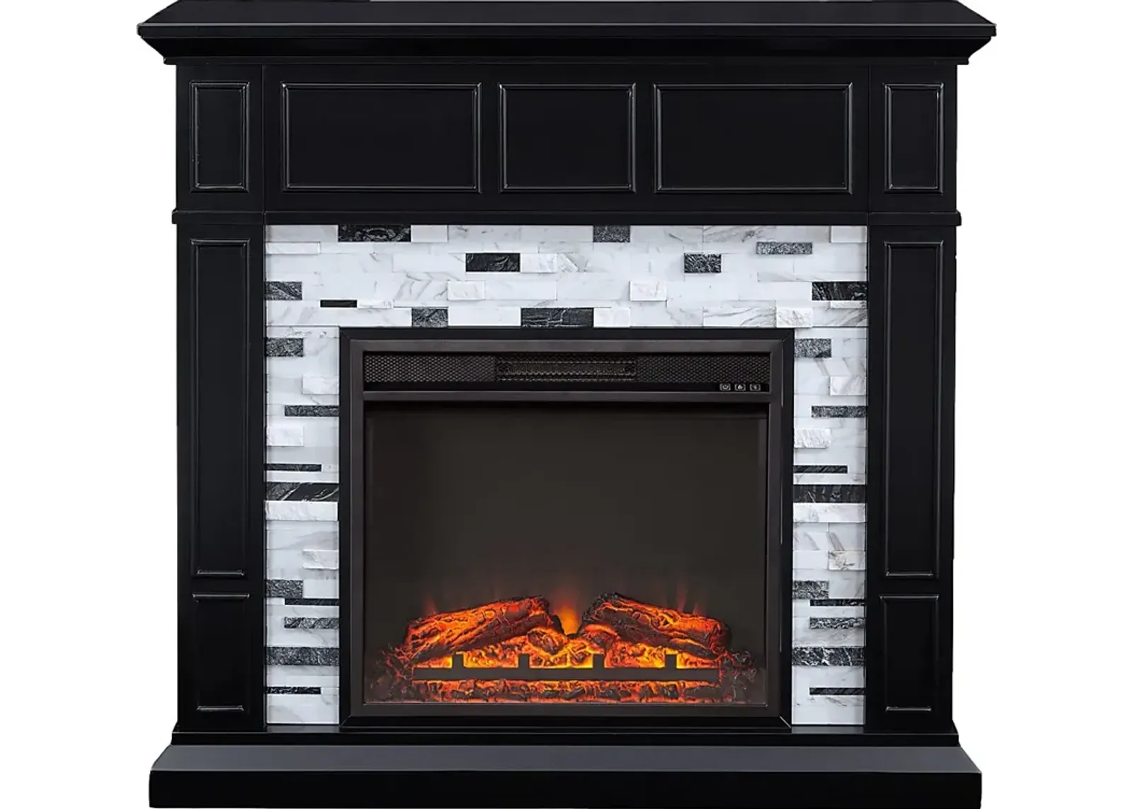 Doliver V Black 46 in. Console with Electric Fireplace