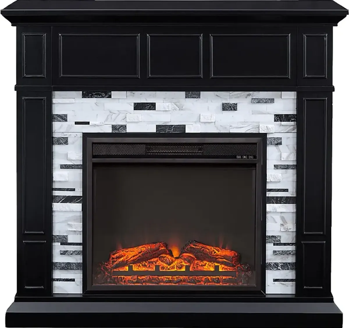 Doliver V Black 46 in. Console with Electric Fireplace