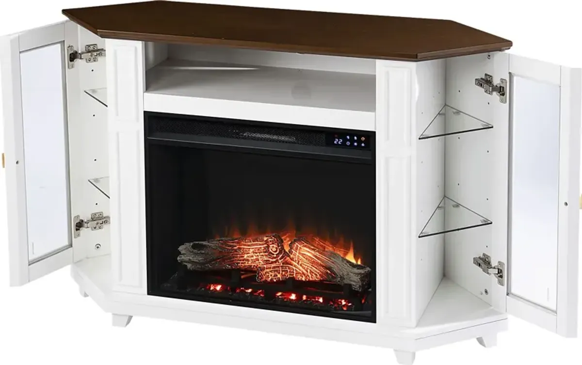 Taliferro IV White 46 in. Console, With Touch Panel Electric Log Fireplace