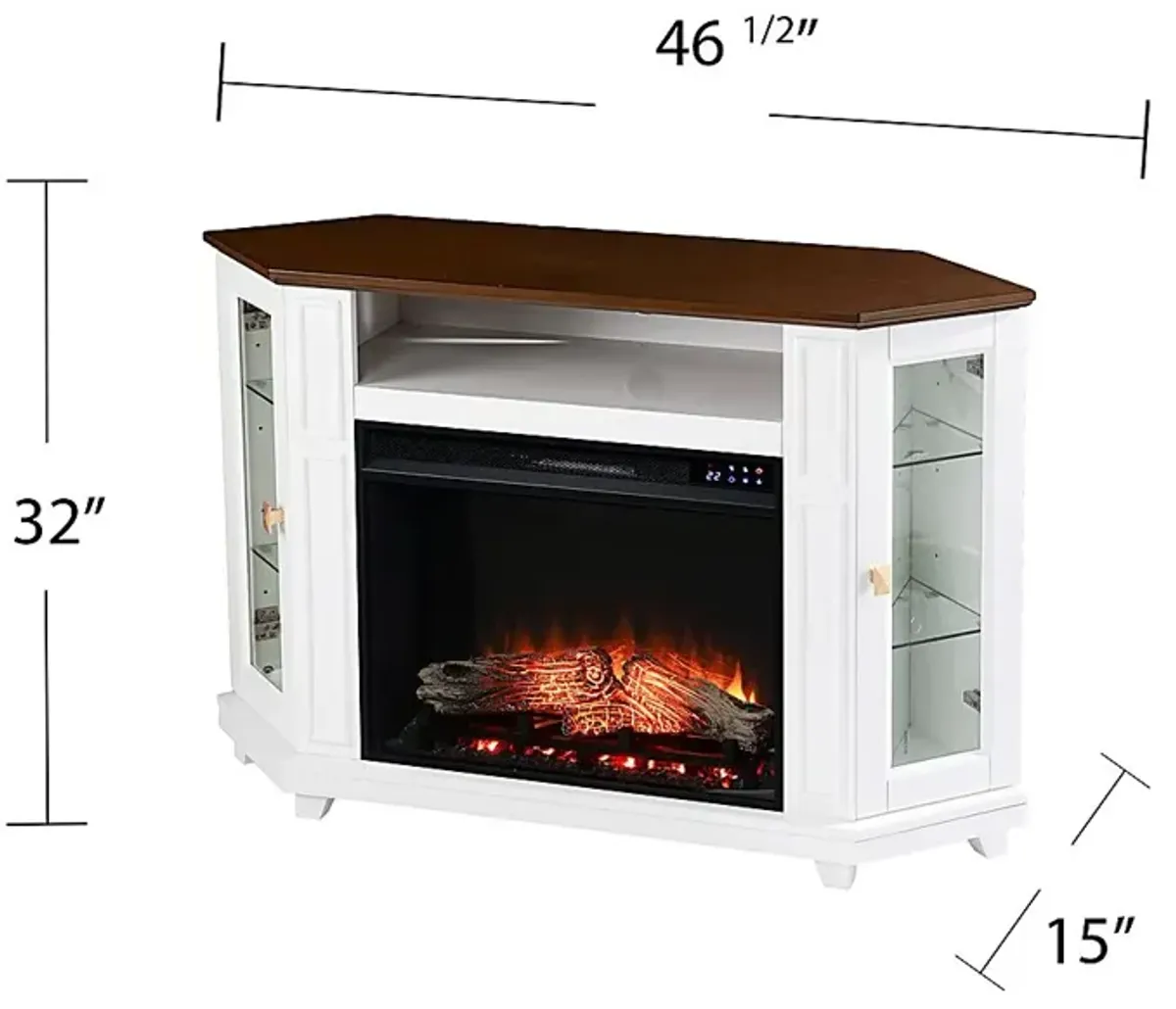 Taliferro IV White 46 in. Console, With Touch Panel Electric Log Fireplace