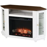Taliferro IV White 46 in. Console, With Touch Panel Electric Log Fireplace