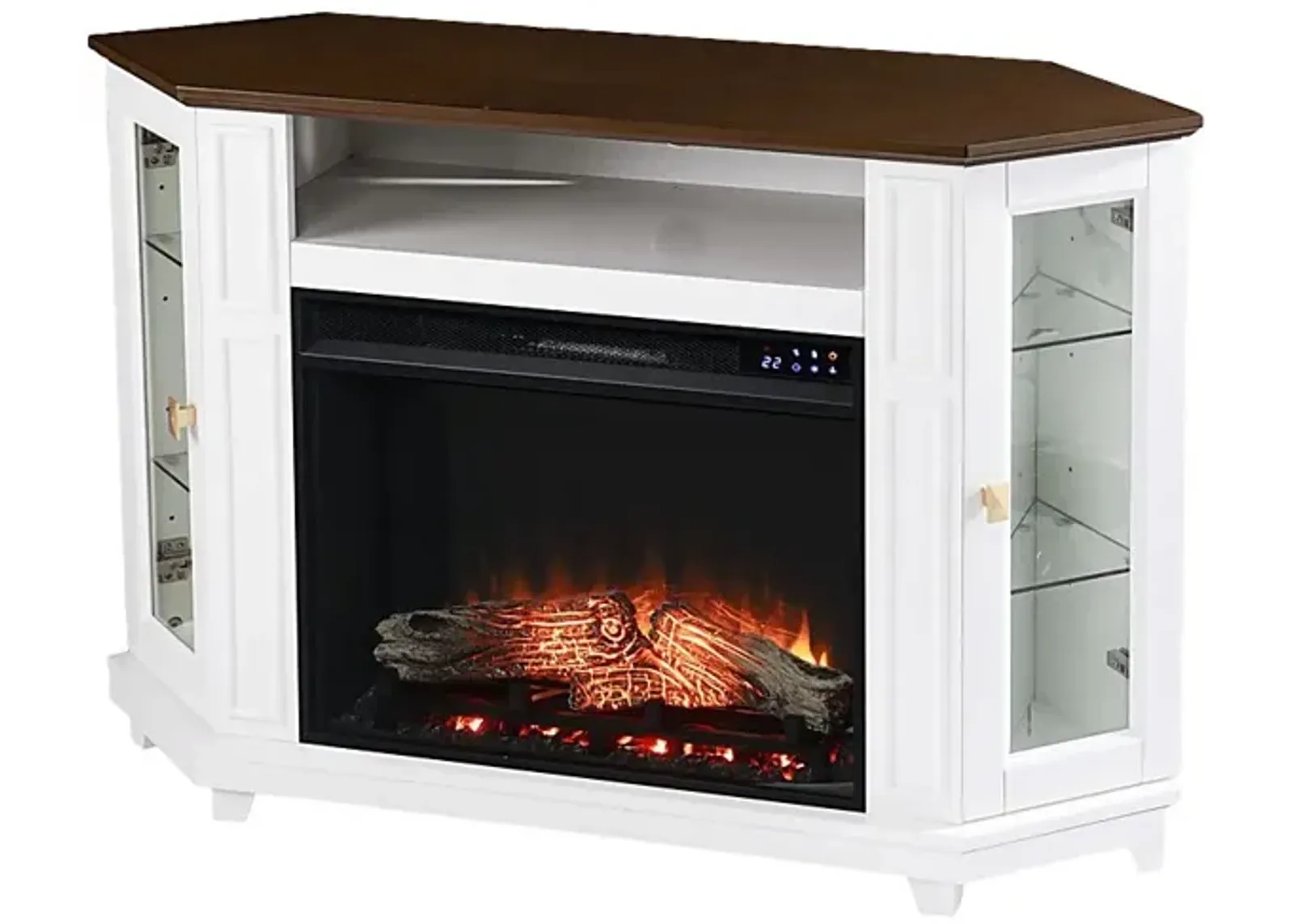 Taliferro IV White 46 in. Console, With Touch Panel Electric Log Fireplace