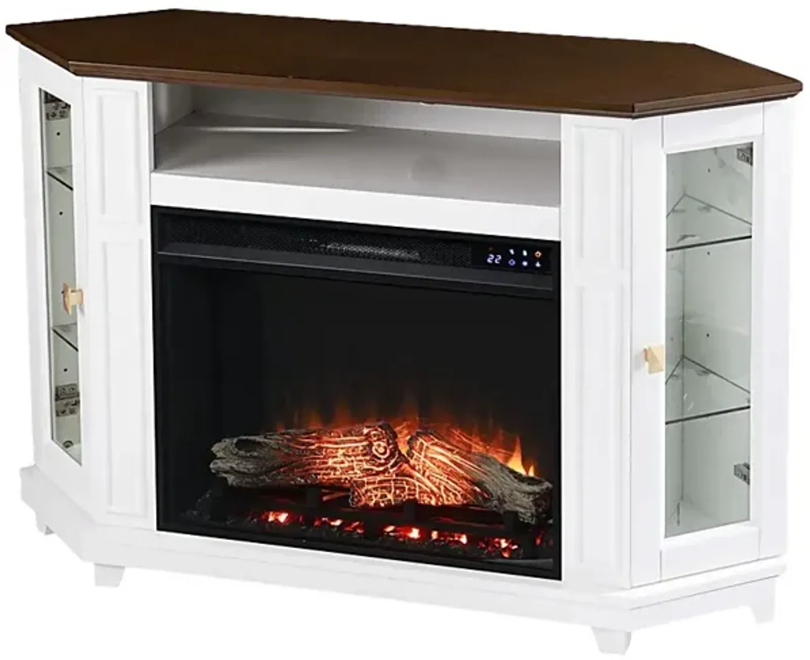 Taliferro IV White 46 in. Console, With Touch Panel Electric Log Fireplace