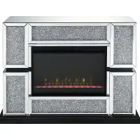 Annella Silver 48 in. Console, With Electric Fireplace