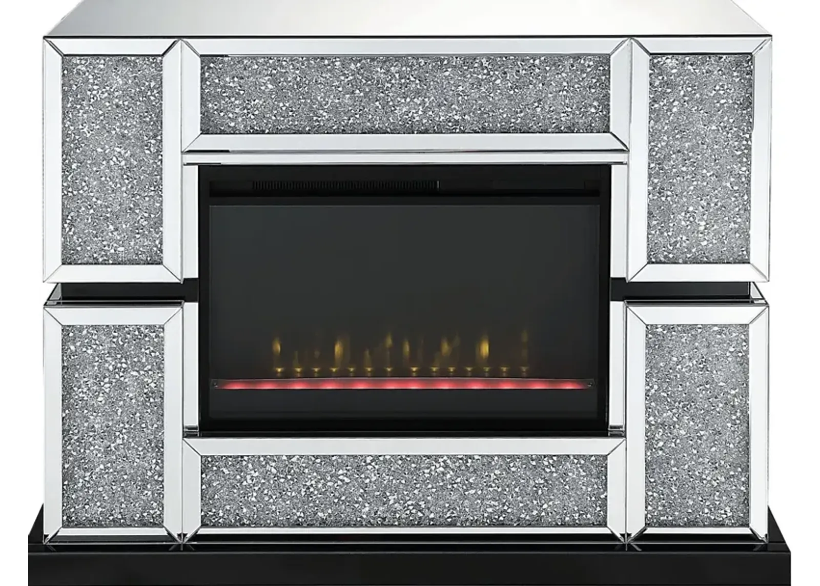 Annella Silver 48 in. Console, With Electric Fireplace