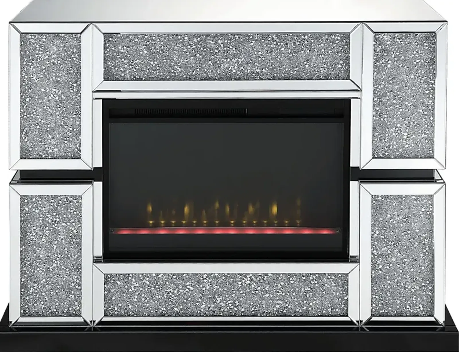 Annella Silver 48 in. Console, With Electric Fireplace