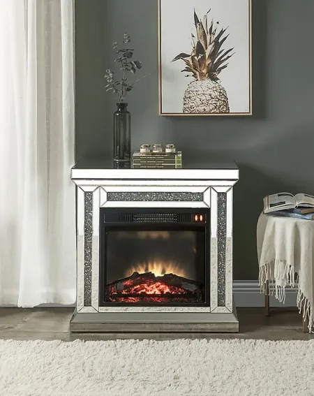 Aspenview Silver 28 in. Console, With Electric Fireplace