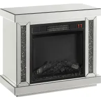 Atterberry Silver 28 in. Console, With Electric Fireplace