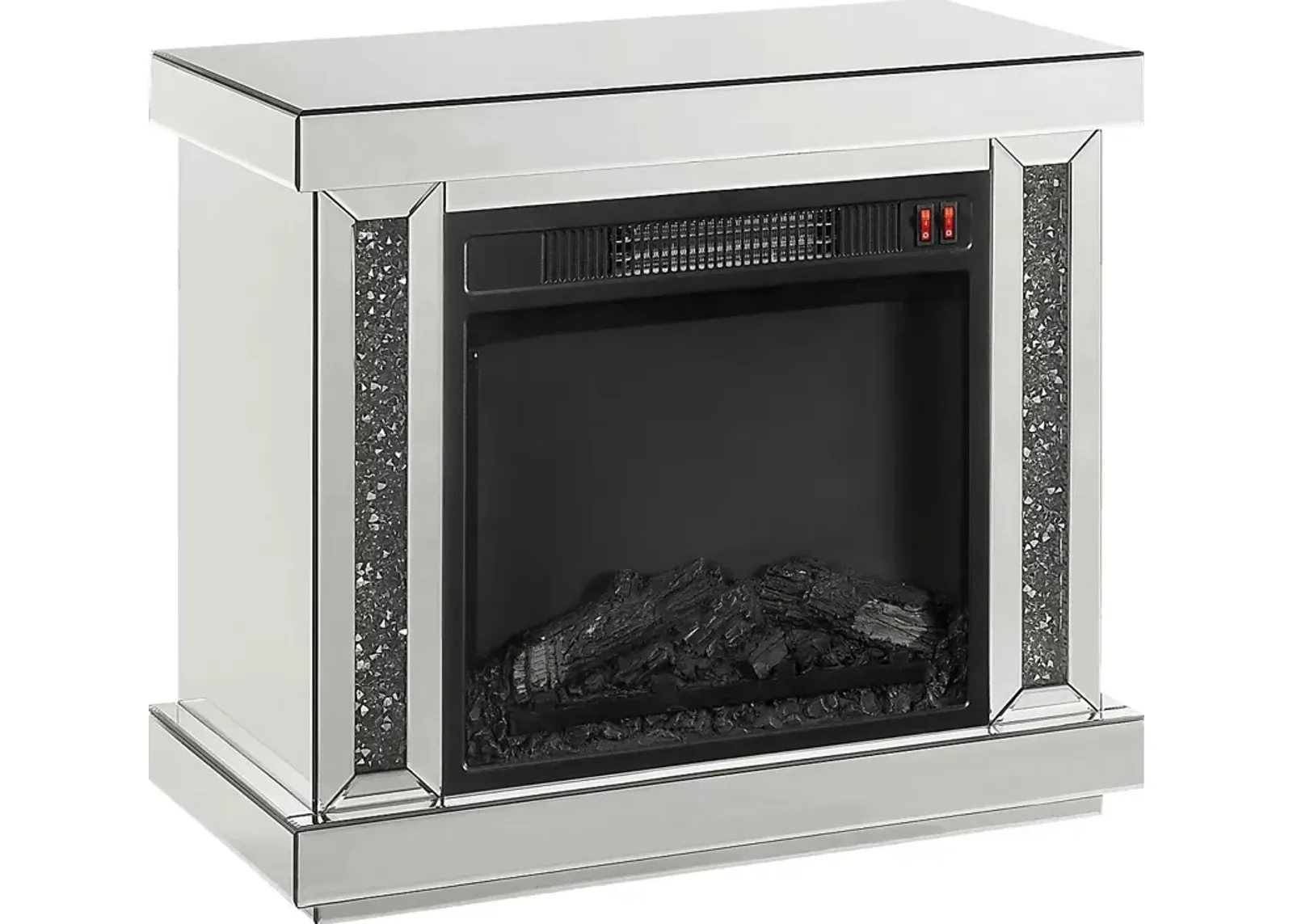 Atterberry Silver 28 in. Console, With Electric Fireplace