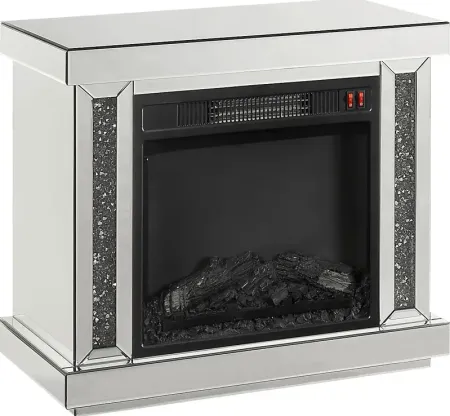 Atterberry Silver 28 in. Console, With Electric Fireplace