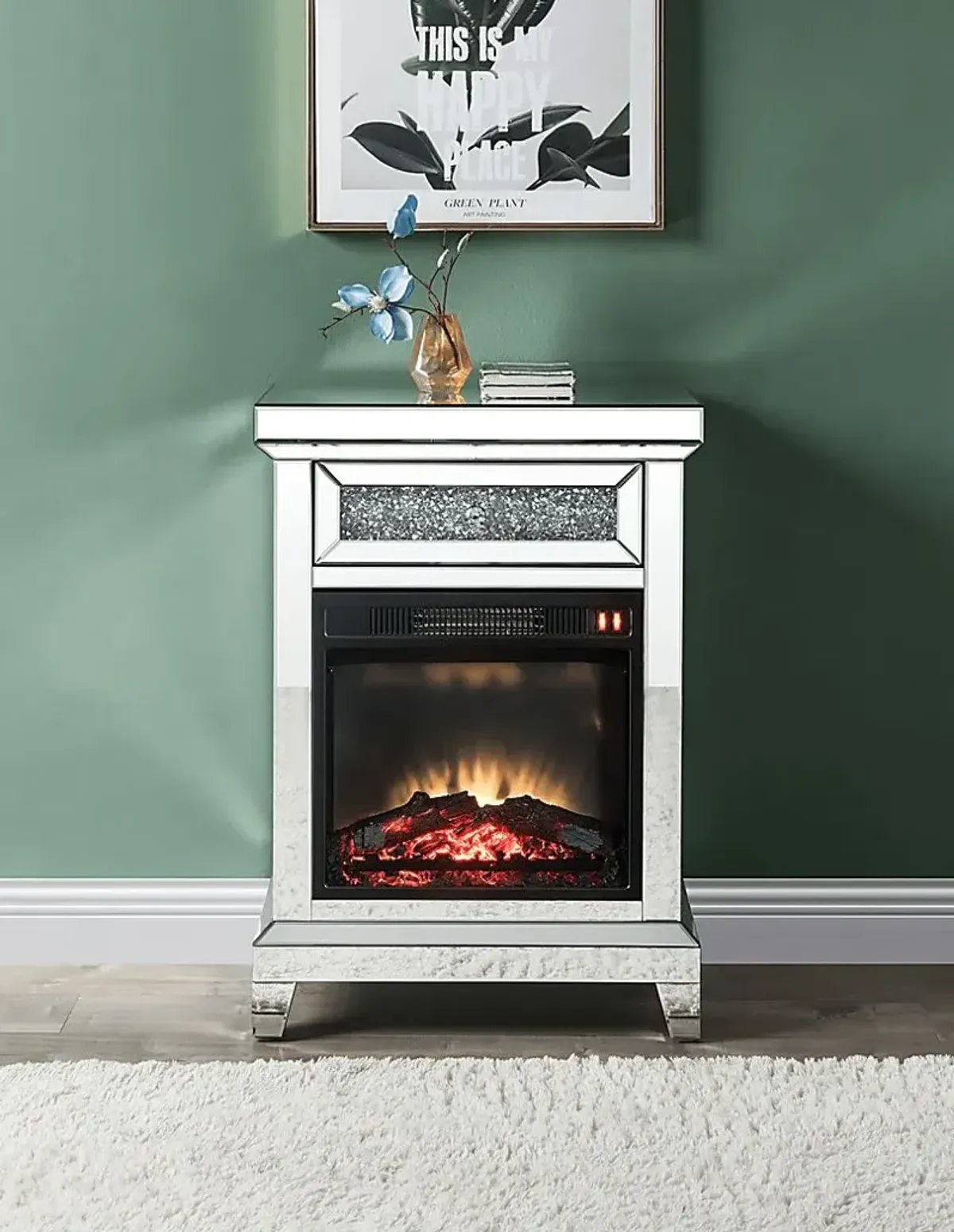 Axbridge Silver 24 Console, With Electric Fireplace