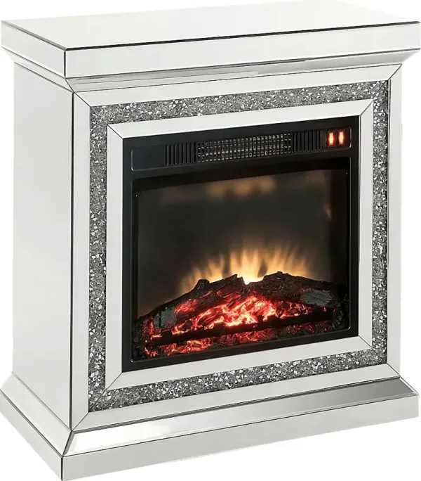 Balaton Silver 28 in. Console, With Electric Fireplace