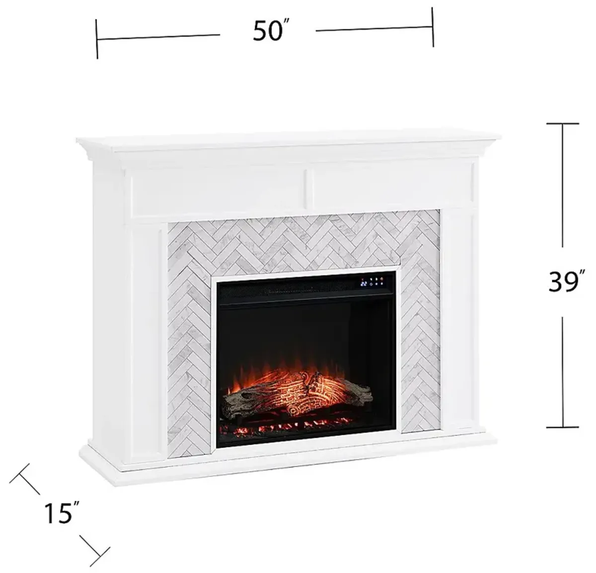 Tronewood IV White 50 in. Console With Touch Panel Electric Fireplace