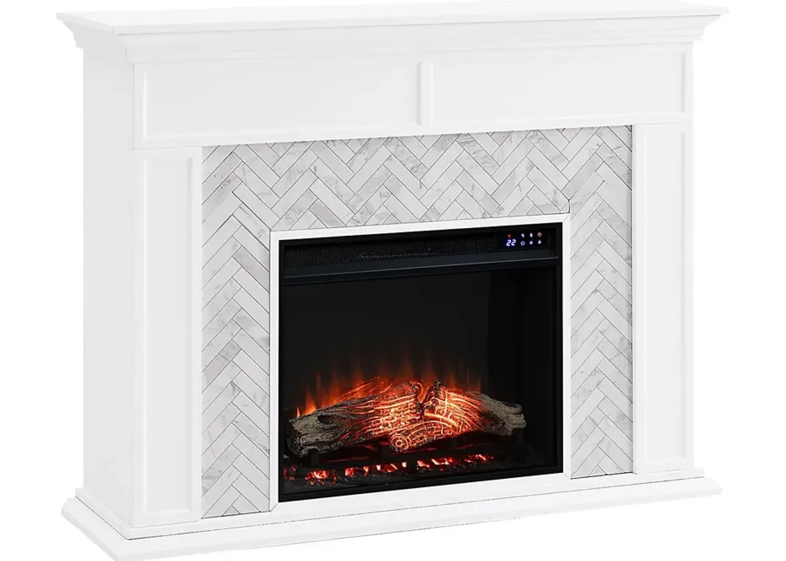 Tronewood IV White 50 in. Console With Touch Panel Electric Fireplace