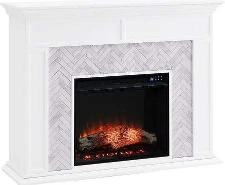 Tronewood IV White 50 in. Console With Touch Panel Electric Fireplace