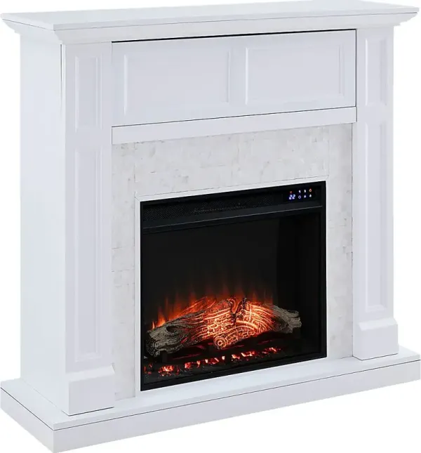 Novatak IV White 45 in. Console With Touch Panel Electric Fireplace