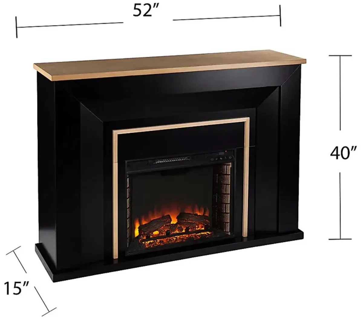 Elmington II Black 52 in. Console With Electric Log Fireplace