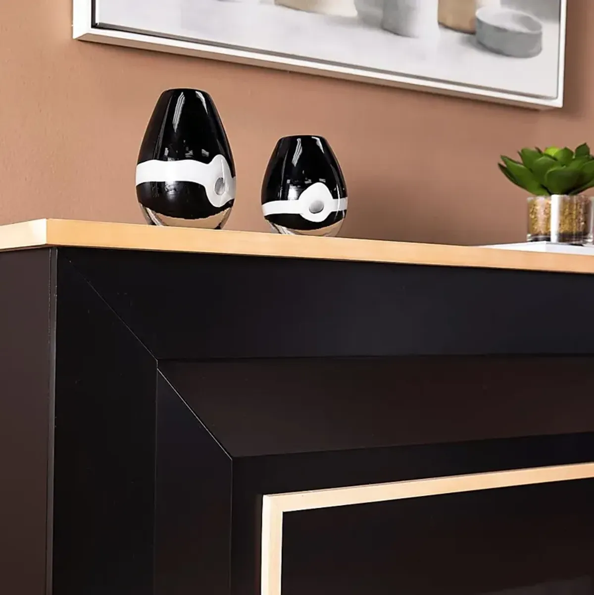 Elmington II Black 52 in. Console With Electric Log Fireplace