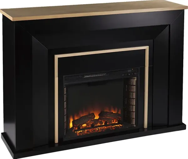 Elmington II Black 52 in. Console With Electric Log Fireplace