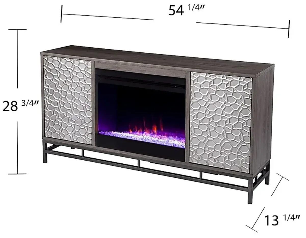 Angevine I Gray 54 in. Console, With Color Changing Electric Fireplace