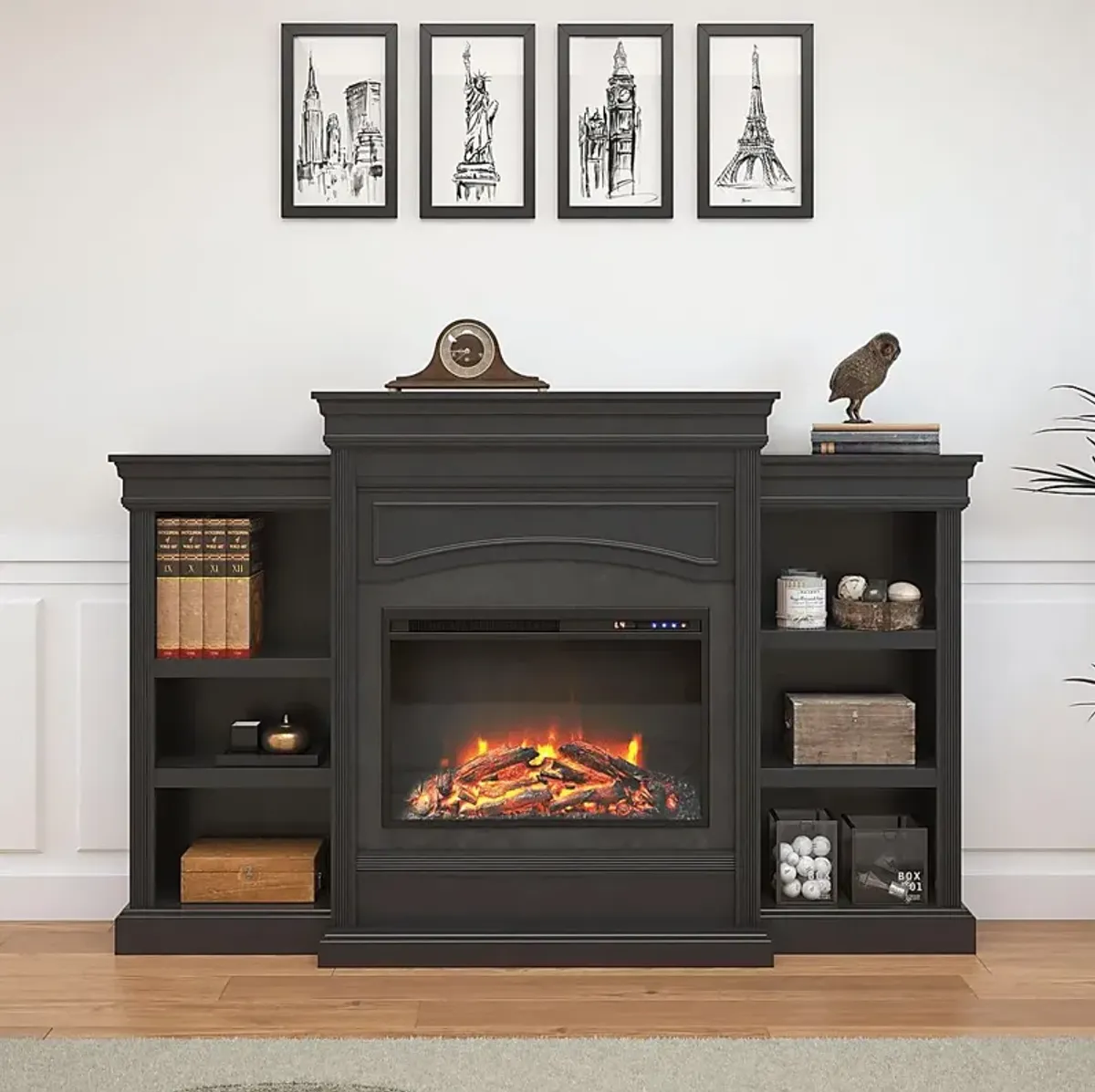 Fannelle Black Electric Fireplace