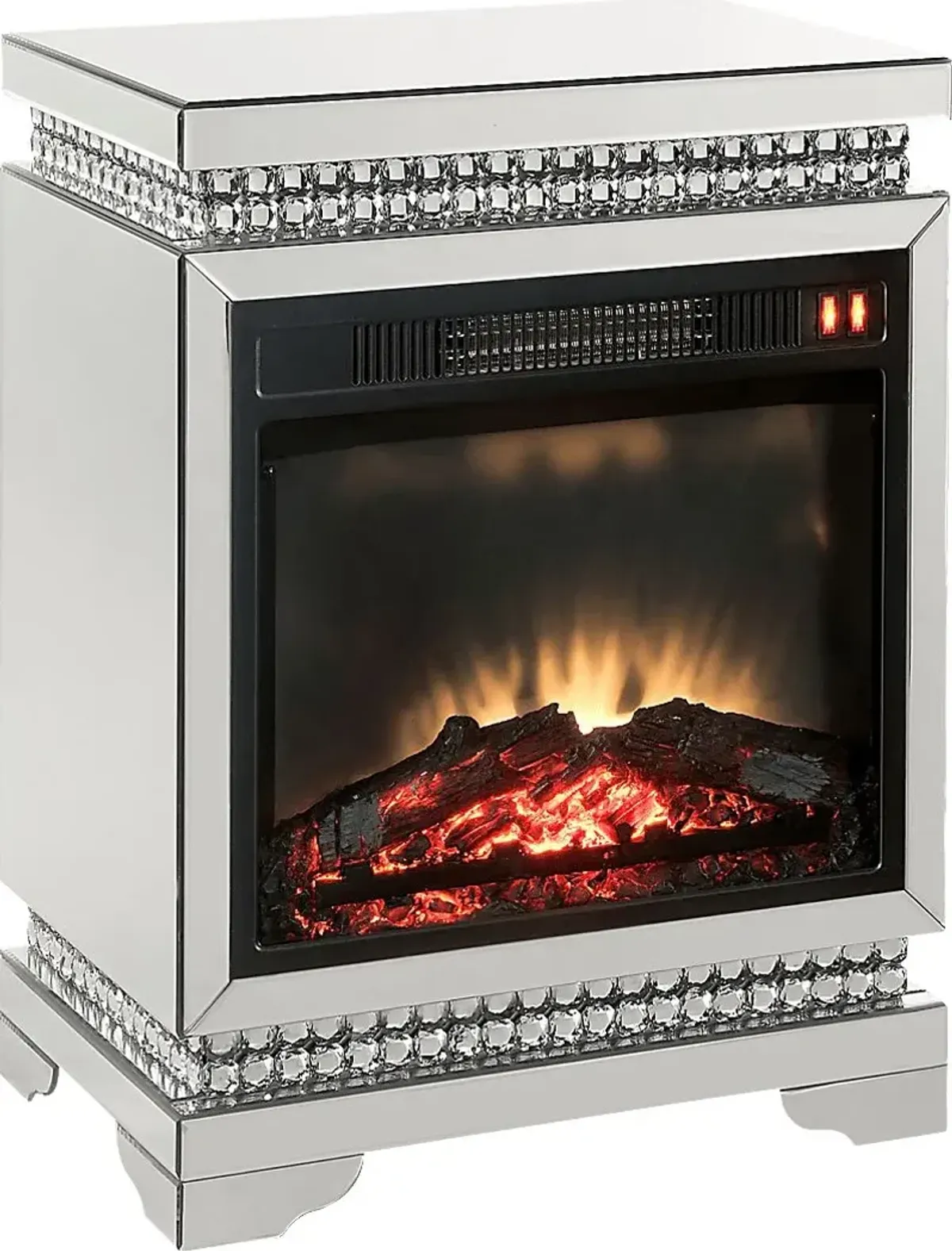 Bashford Silver 21 in. Console, With Electric Fireplace