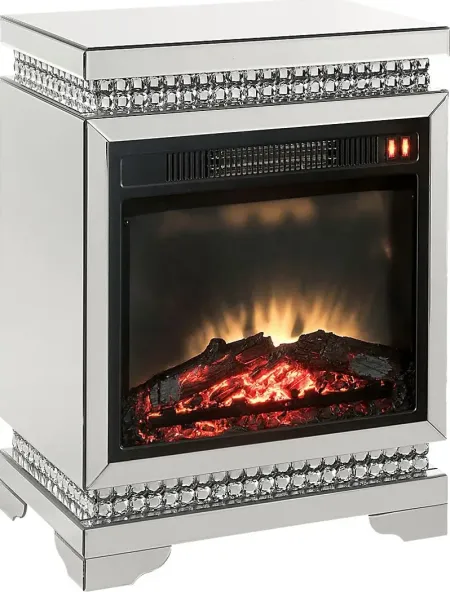 Bashford Silver 21 in. Console, With Electric Fireplace