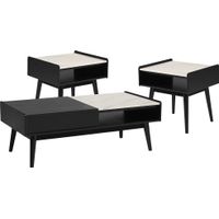 Lanette Black 3 Pc Table Set