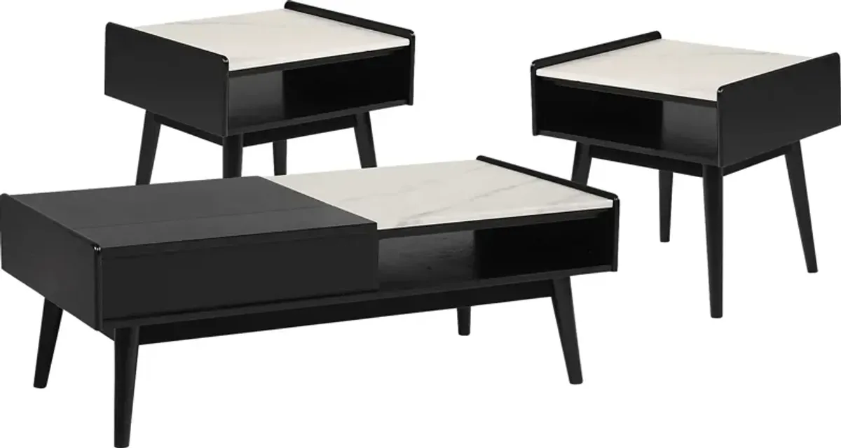 Lanette Black 3 Pc Table Set