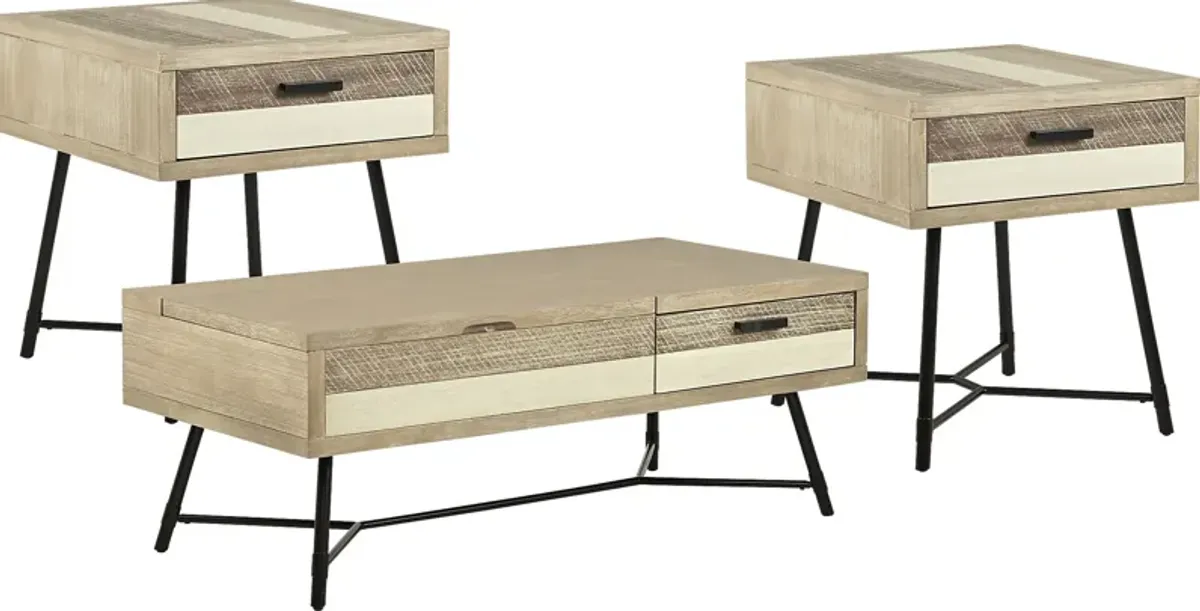 Midtown Loft Natural 3 Pc Table Set