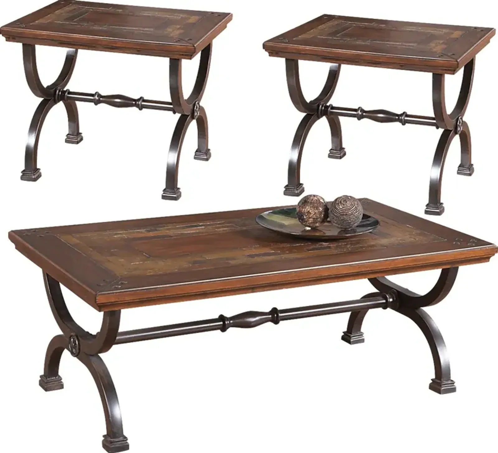 Cedar Grove Brown 3 Pc Table Set