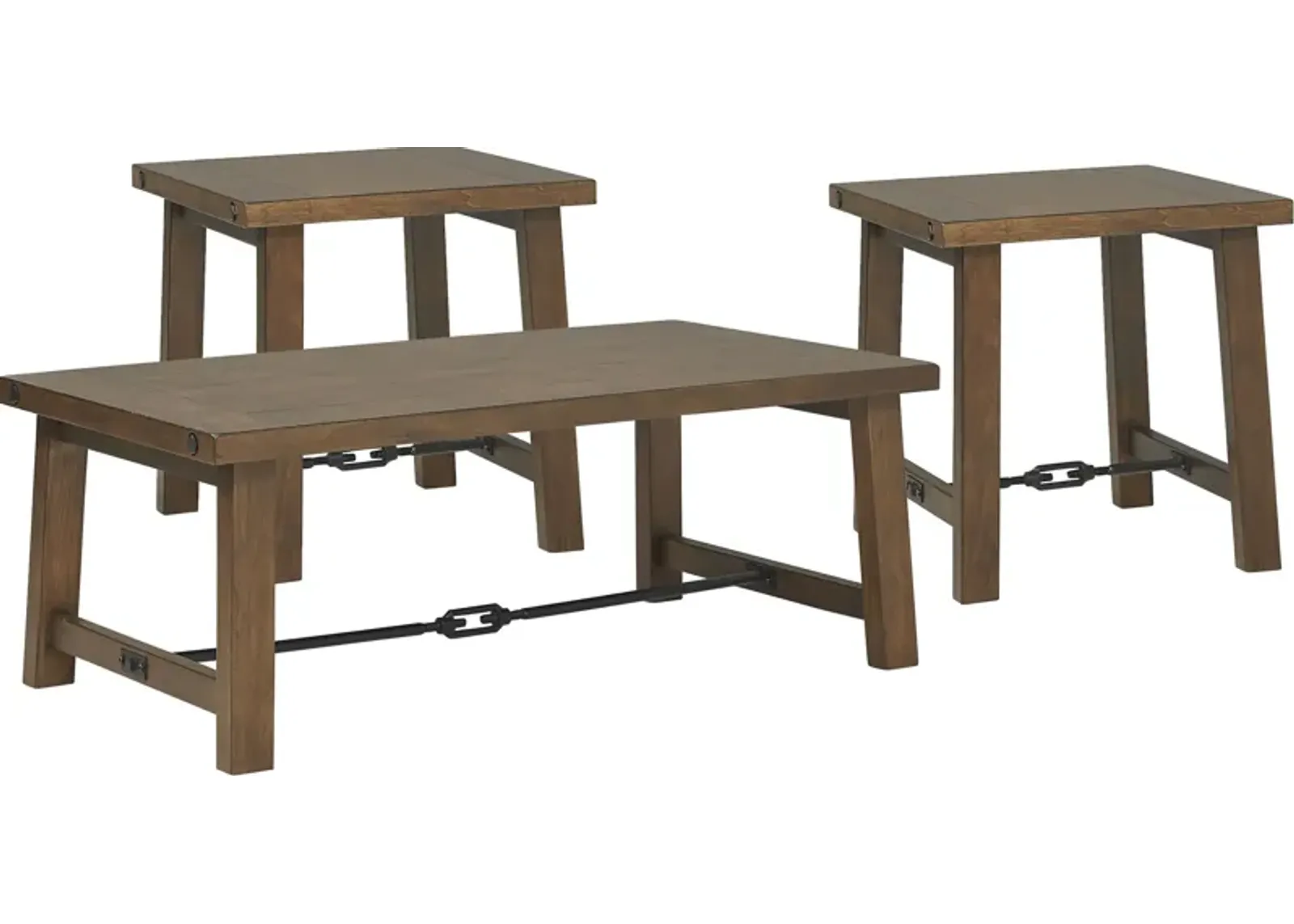 South River Brown 3 Pc Cocktail Table Set