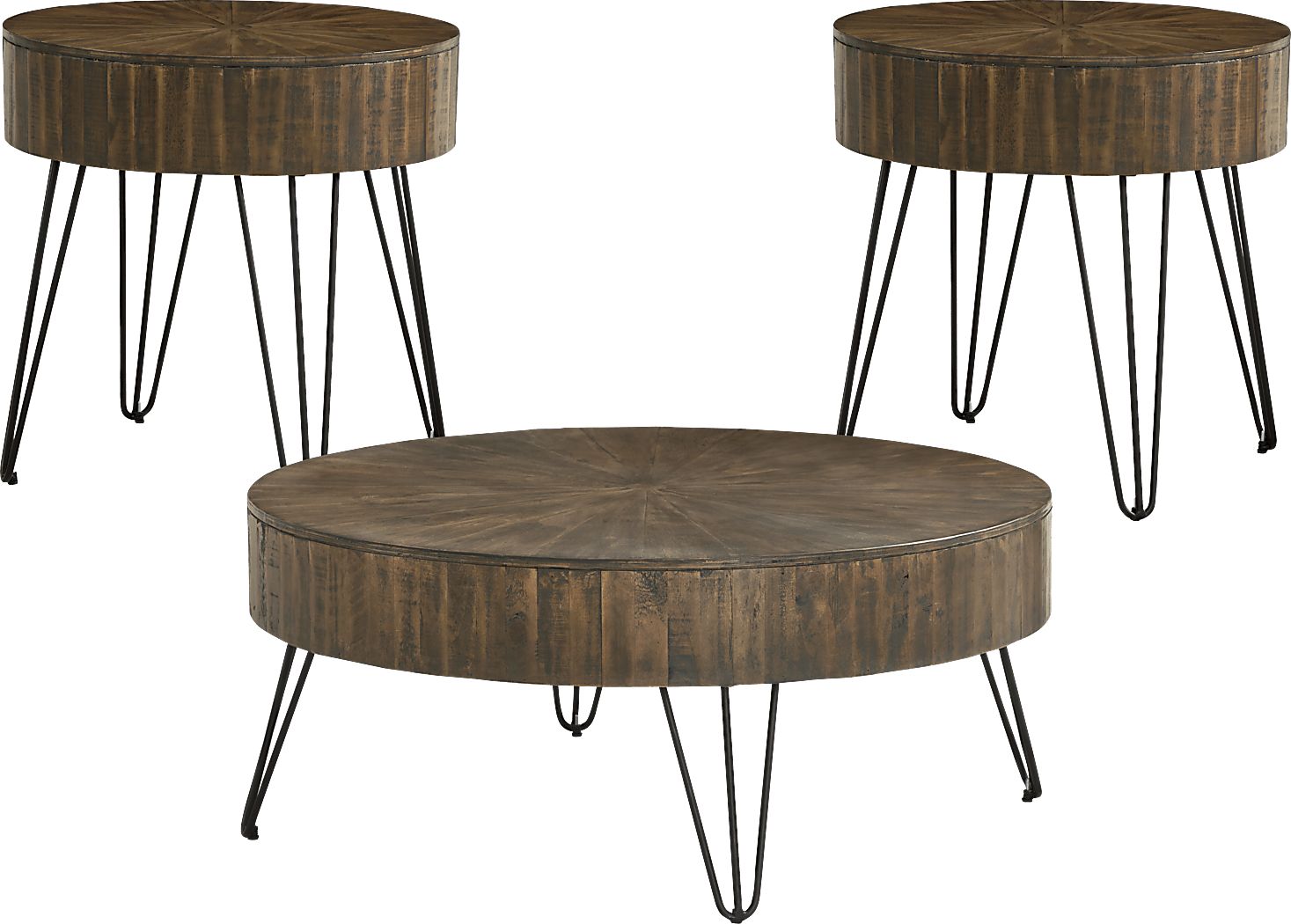 Del Sol Brown 3 Pc Round Occasional Table Set