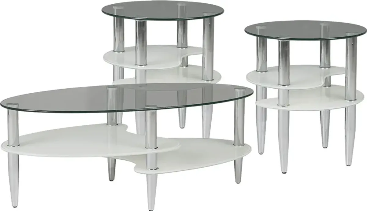 Brunson Silver 3 Pc Table Set