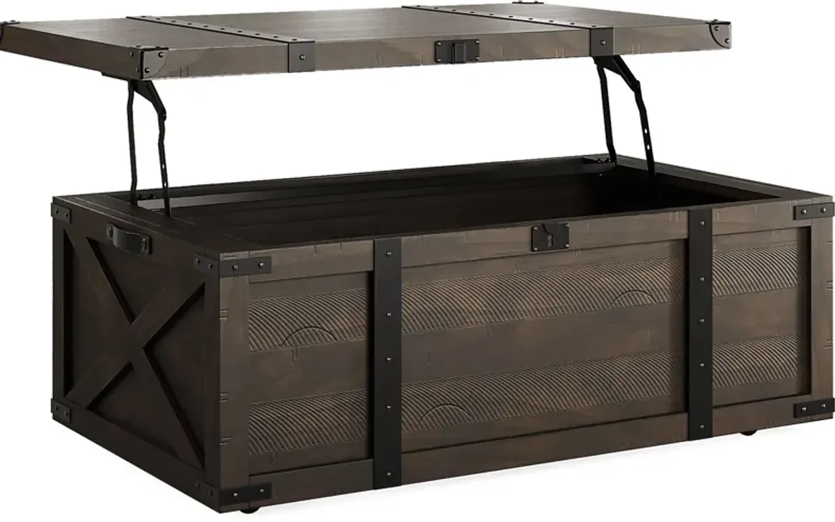 Rocky Creek Brown Storage Cocktail Table