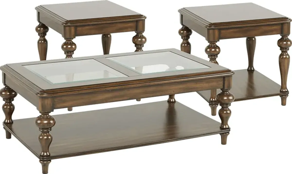 Hutton Brown 3 Pc Table Set