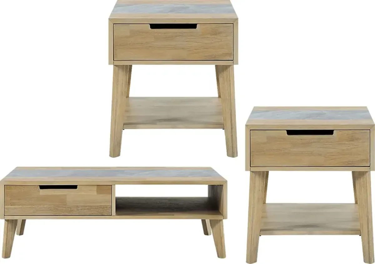 Zhane Natural 3 Pc Table Set