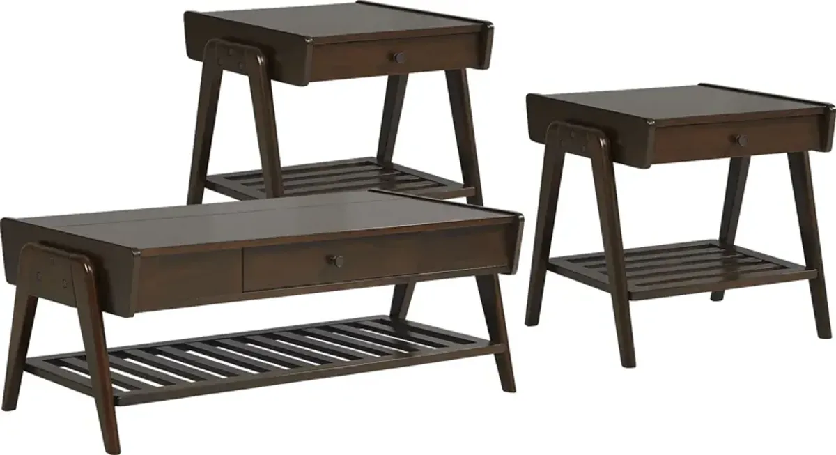 Valloria Brown 3 Pc Table Set