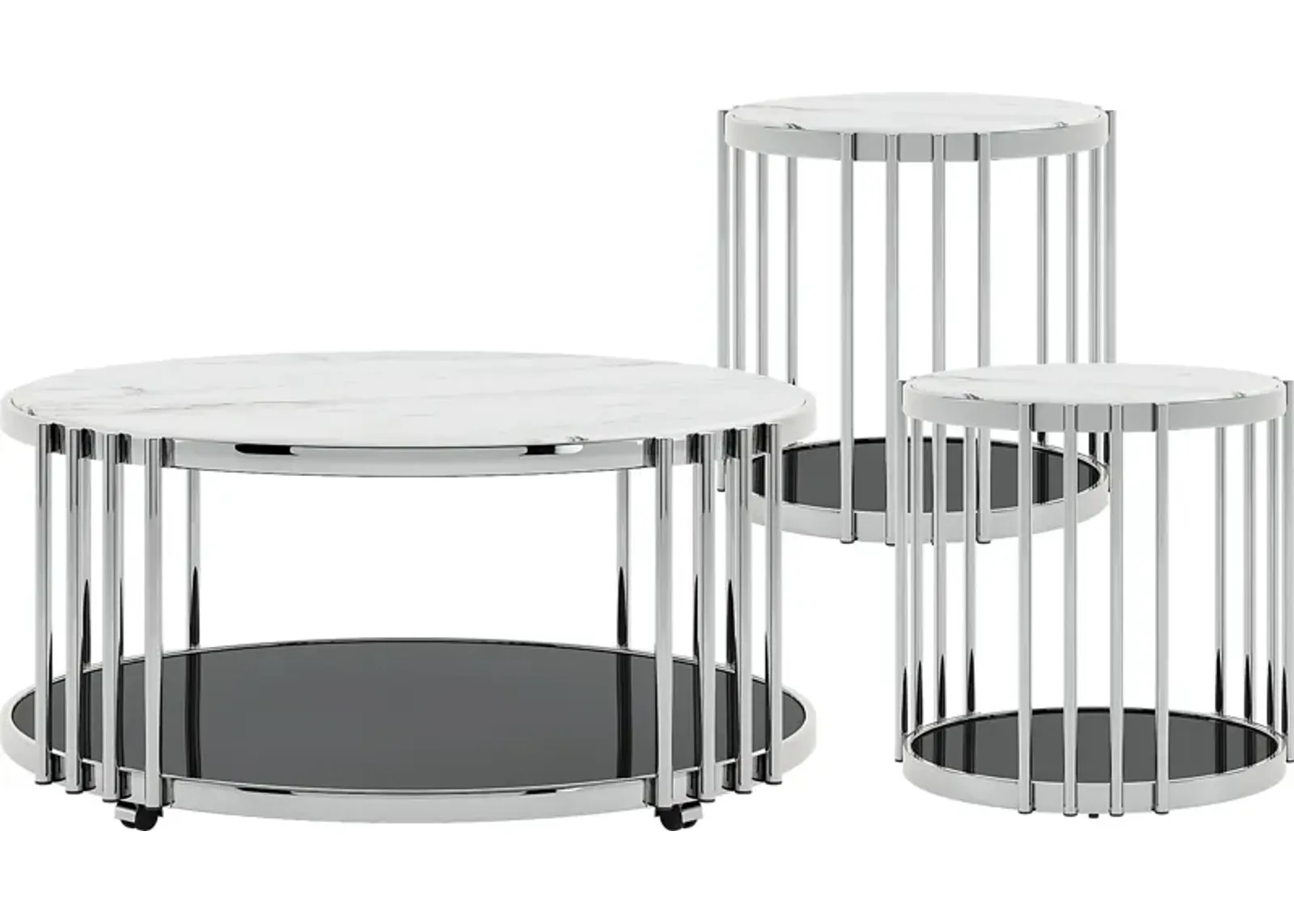 Bardiglio Silver 3 Pc Occasional Table Set