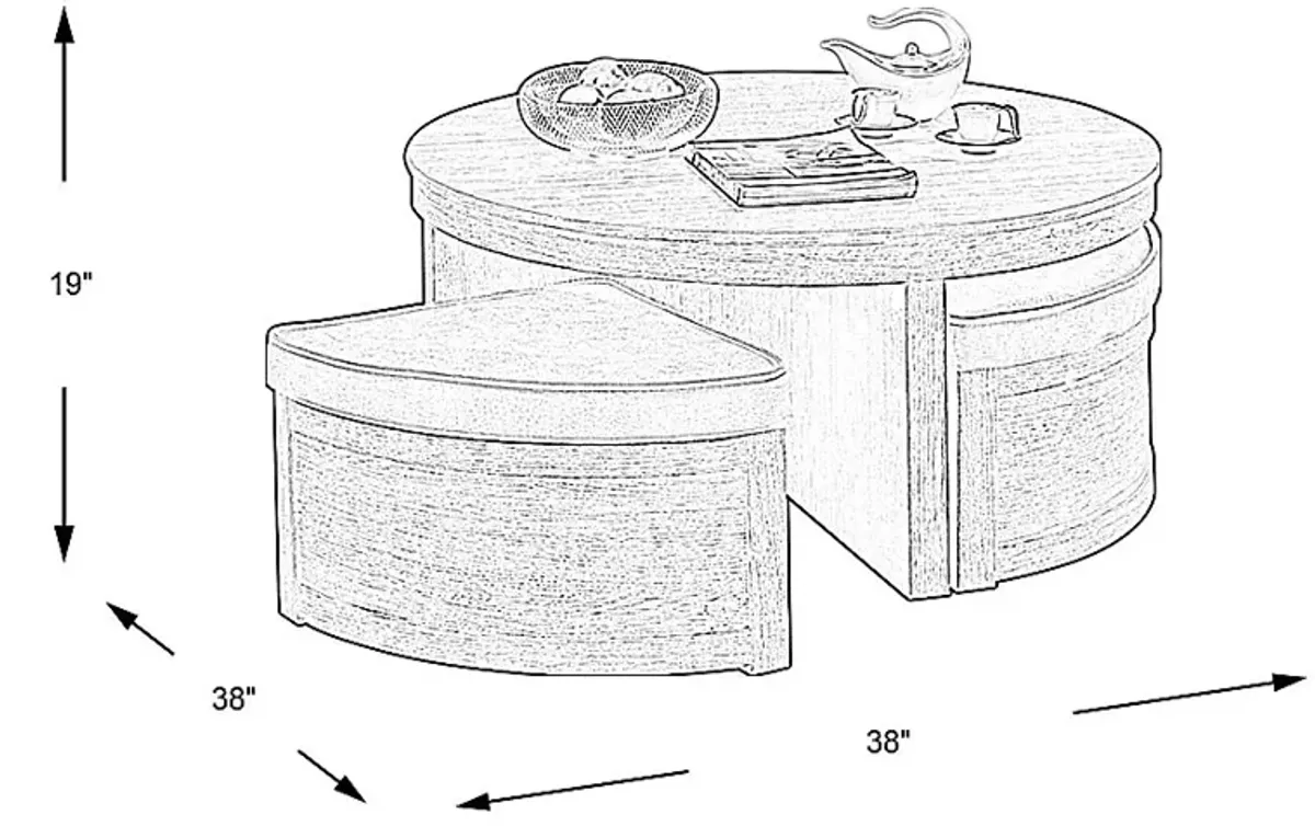 Darien Gray Cocktail Table with Storage Ottomans