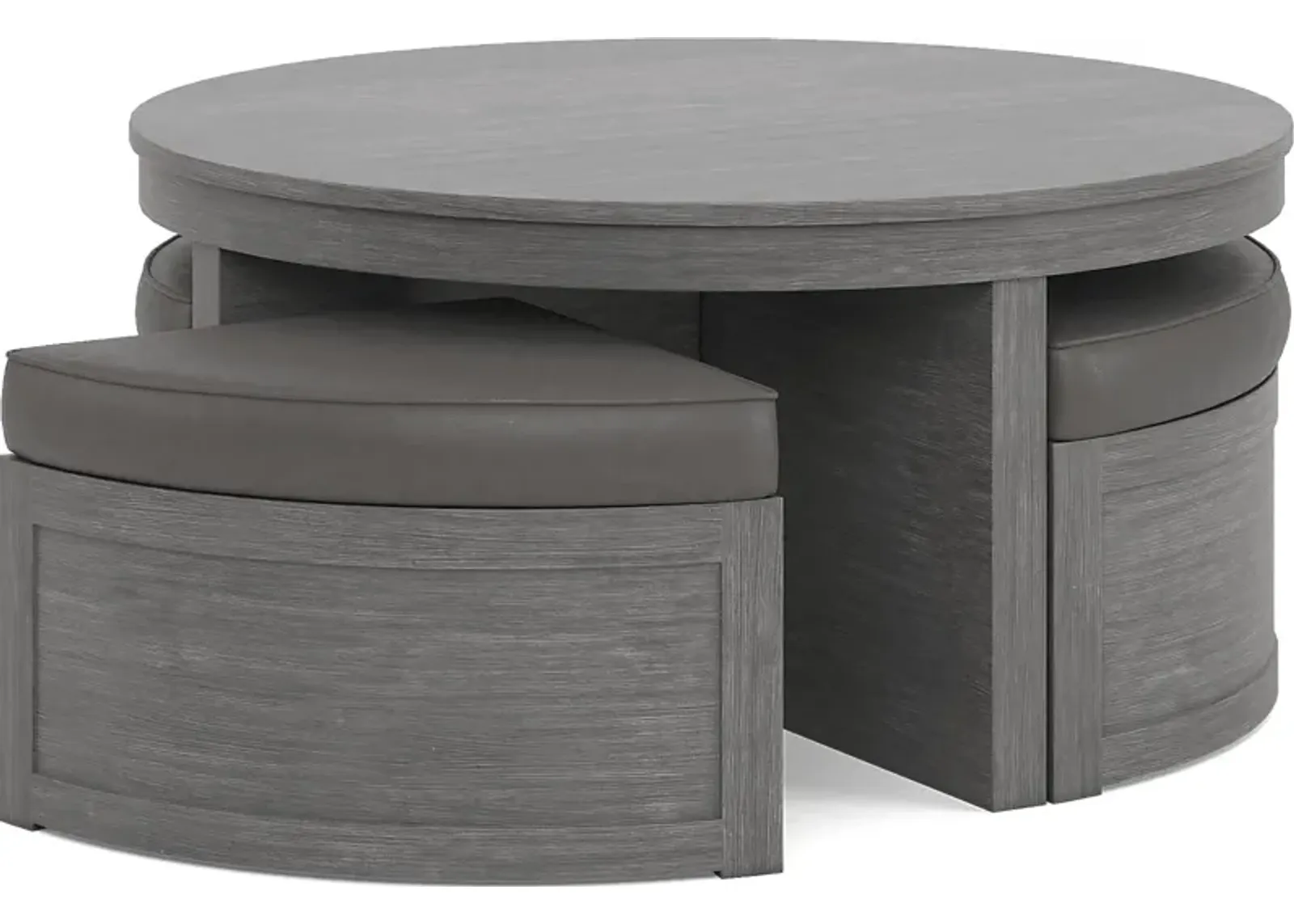 Darien Gray Cocktail Table with Storage Ottomans