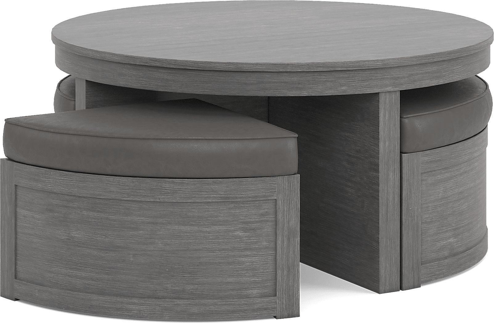 Darien Gray Cocktail Table with Storage Ottomans