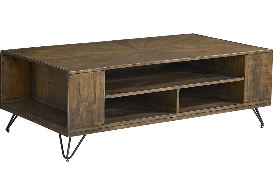 Del Sol Brown Rectangle Storage Cocktail Table