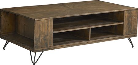Del Sol Brown Rectangle Storage Cocktail Table