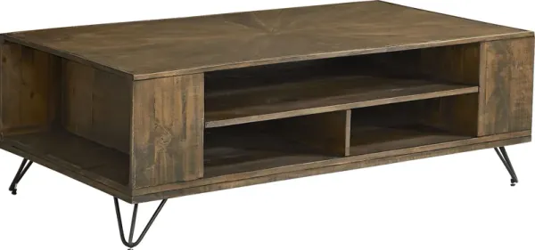Del Sol Brown Rectangle Storage Cocktail Table