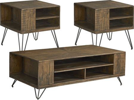Del Sol Brown 3 Pc Rectangle Occasional Table Set